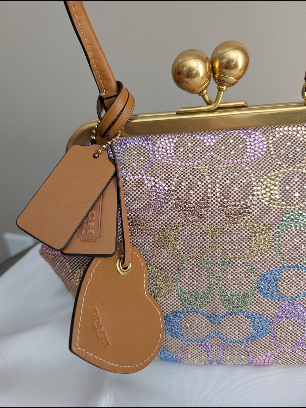 Coach Kisslock Frame Bag 16 in Crystal Signature Jacquard - Picture 2 of 9